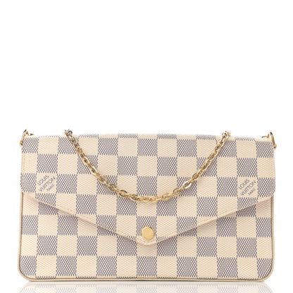 Louis Vuitton Damier Azur Pochette Felicie Chain Wallet Rose Ballerine 3 of 13