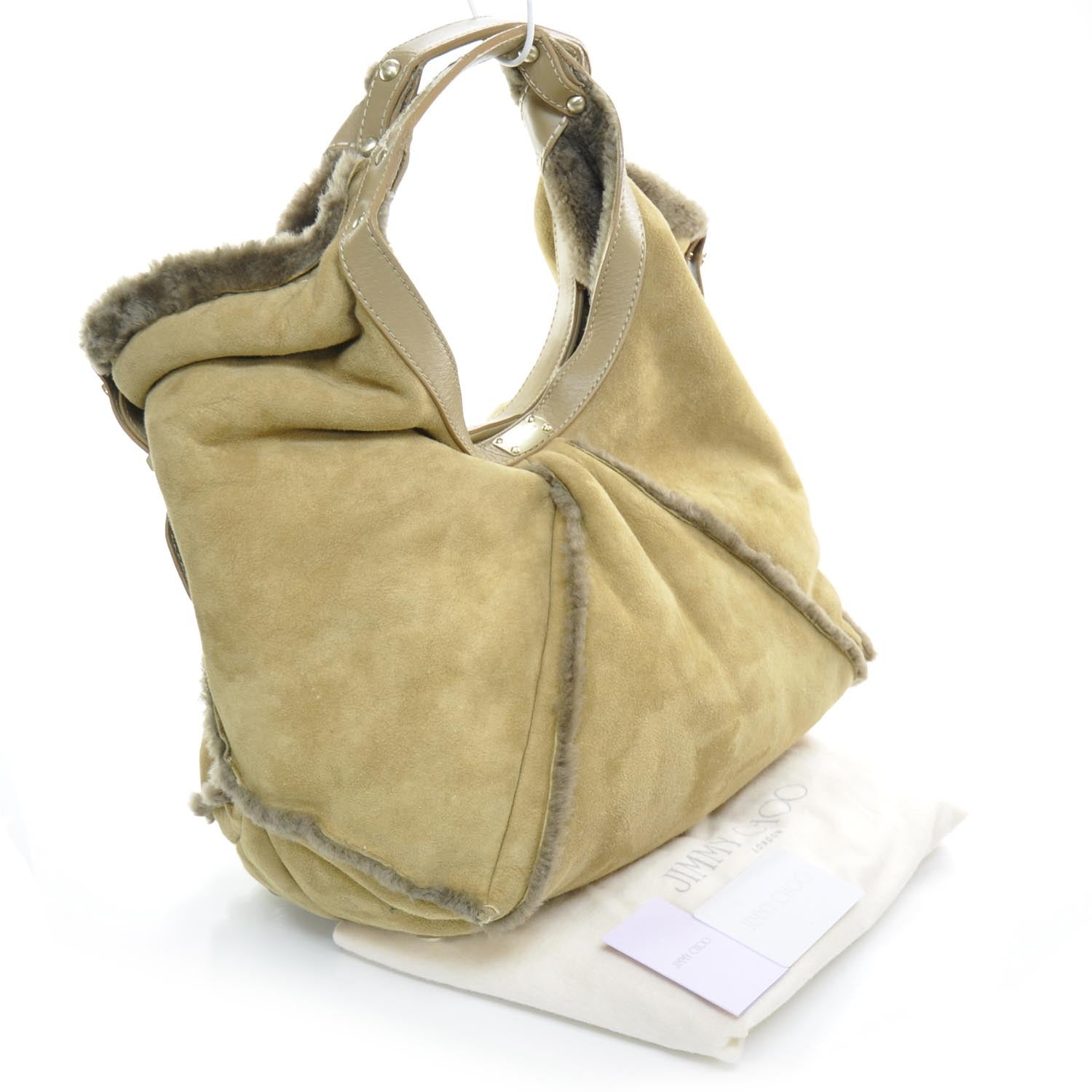Jimmy Choo Suede Shearling Sylvia Bag Camel 3 of 9