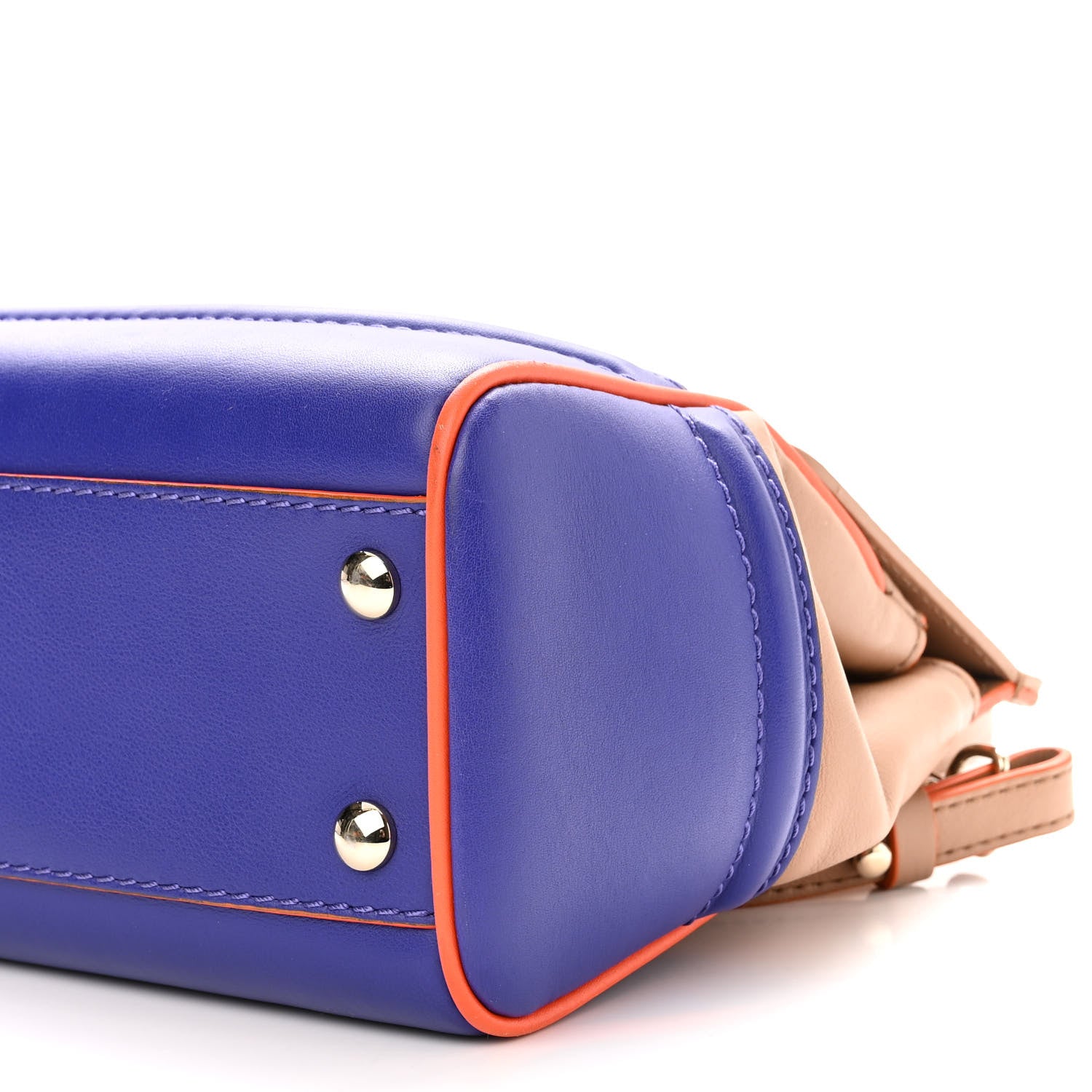 Versace Calfskin Medium Palazzo Empire Bag Beige Blue Orange 9 of 15