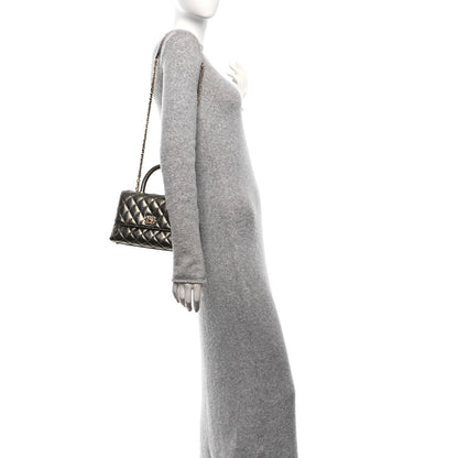 Chanel Metallic Caviar Quilted Mini Coco Handle Flap Silver 2 of 10