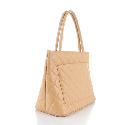 Chanel Caviar Quilted Medallion Tote Beige 3 of 8