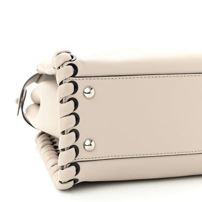 Fendi Vitello Seta Lace Up Medium Peekaboo Iconic Satchel Grigio Polvere 8 of 9