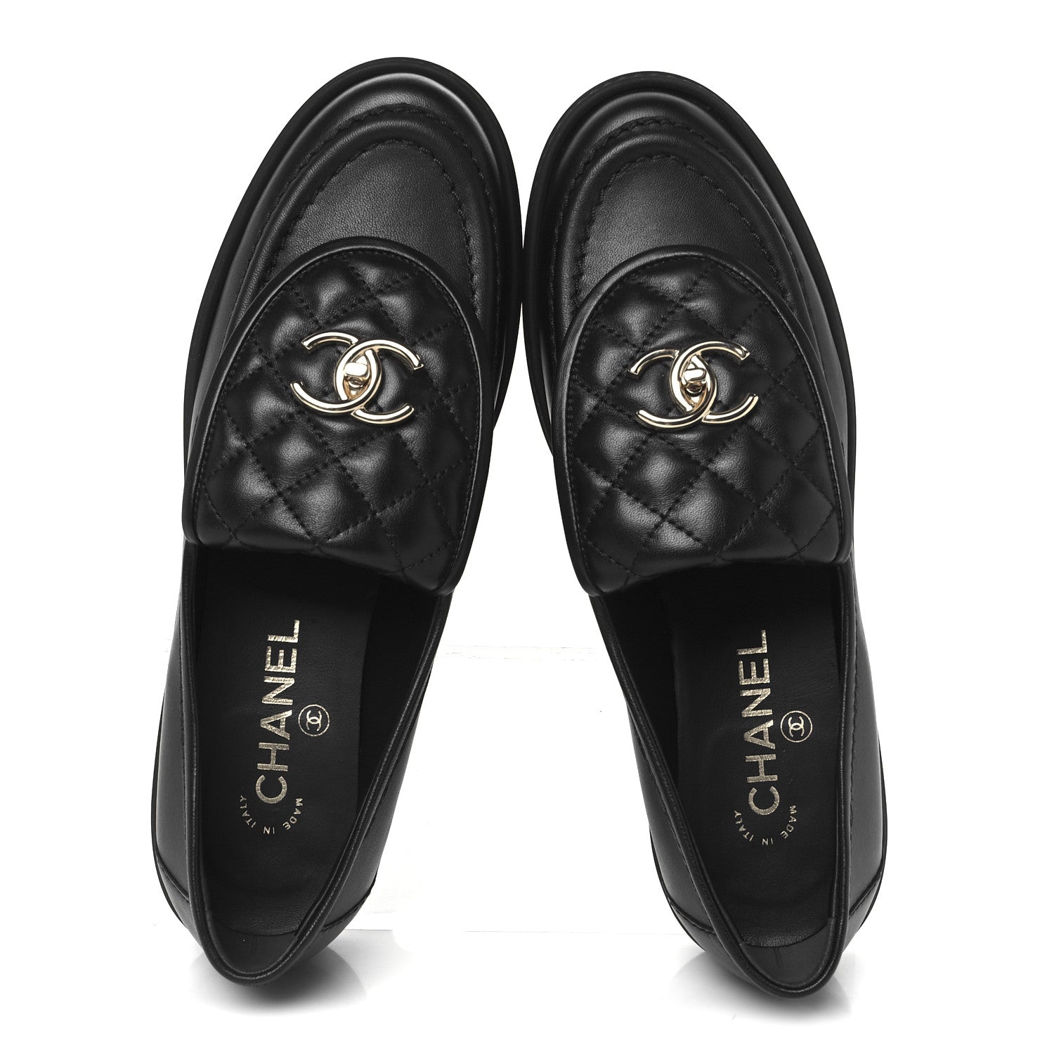 Chanel Lambskin Quilted CC Turnlock Loafers 39.5 Black 2 of 10