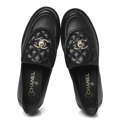 Chanel Lambskin Quilted CC Turnlock Loafers 39.5 Black 2 of 10