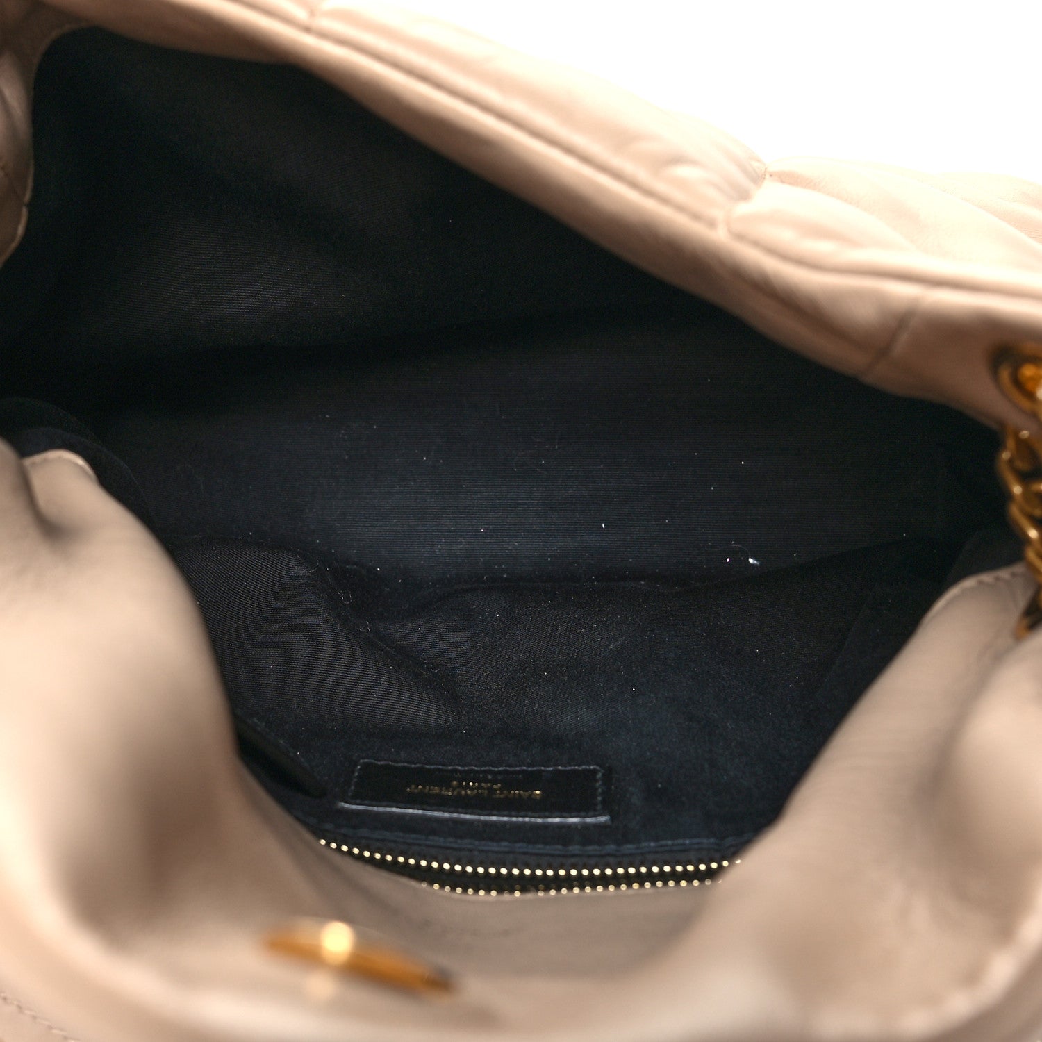Saint Laurent Lambskin Quilted Small Loulou Puffer Monogram Chain Satchel Dark Beige 5 of 11