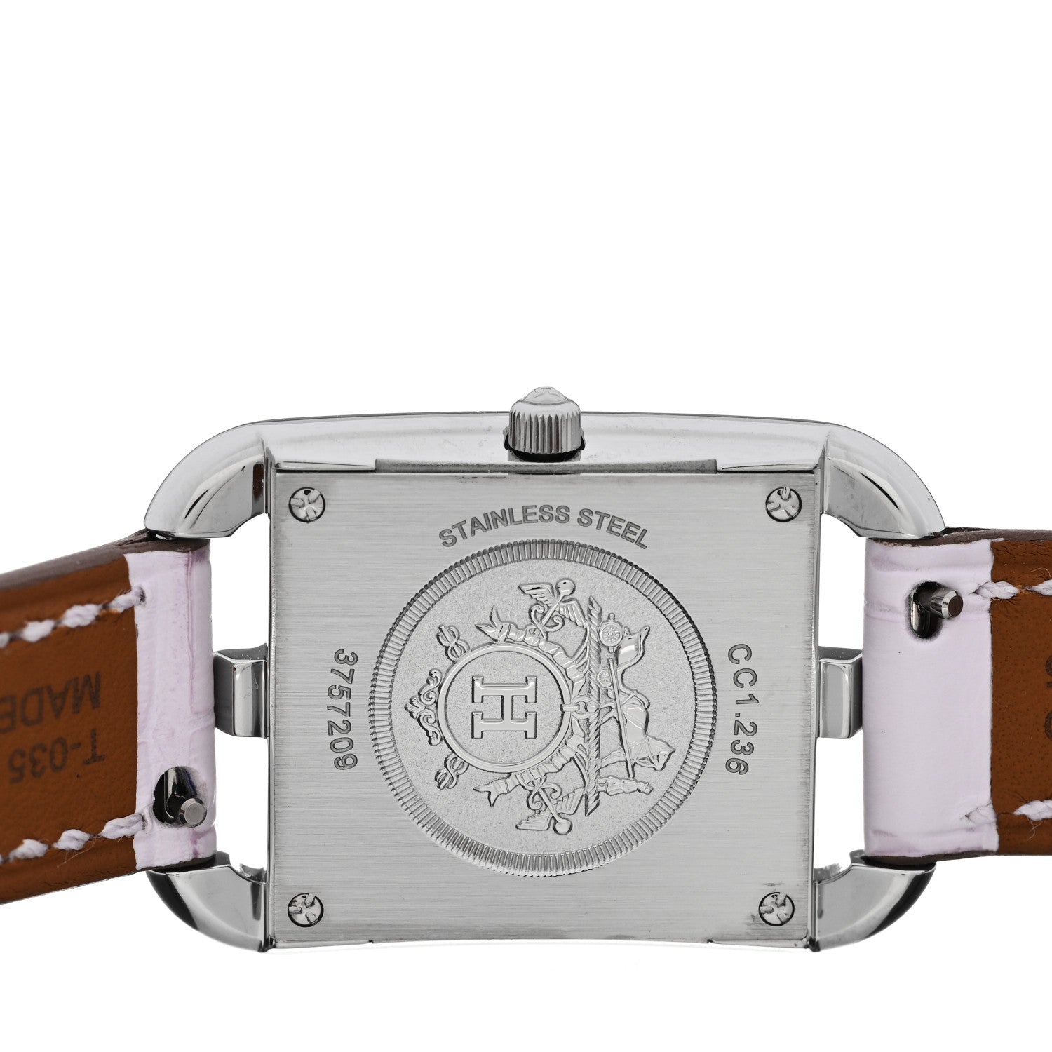 Hermes Stainless Steel Alligator Diamond Mother of Pearl 23mm Cape Cod Quartz Watch Mauve Pale 4 of 5