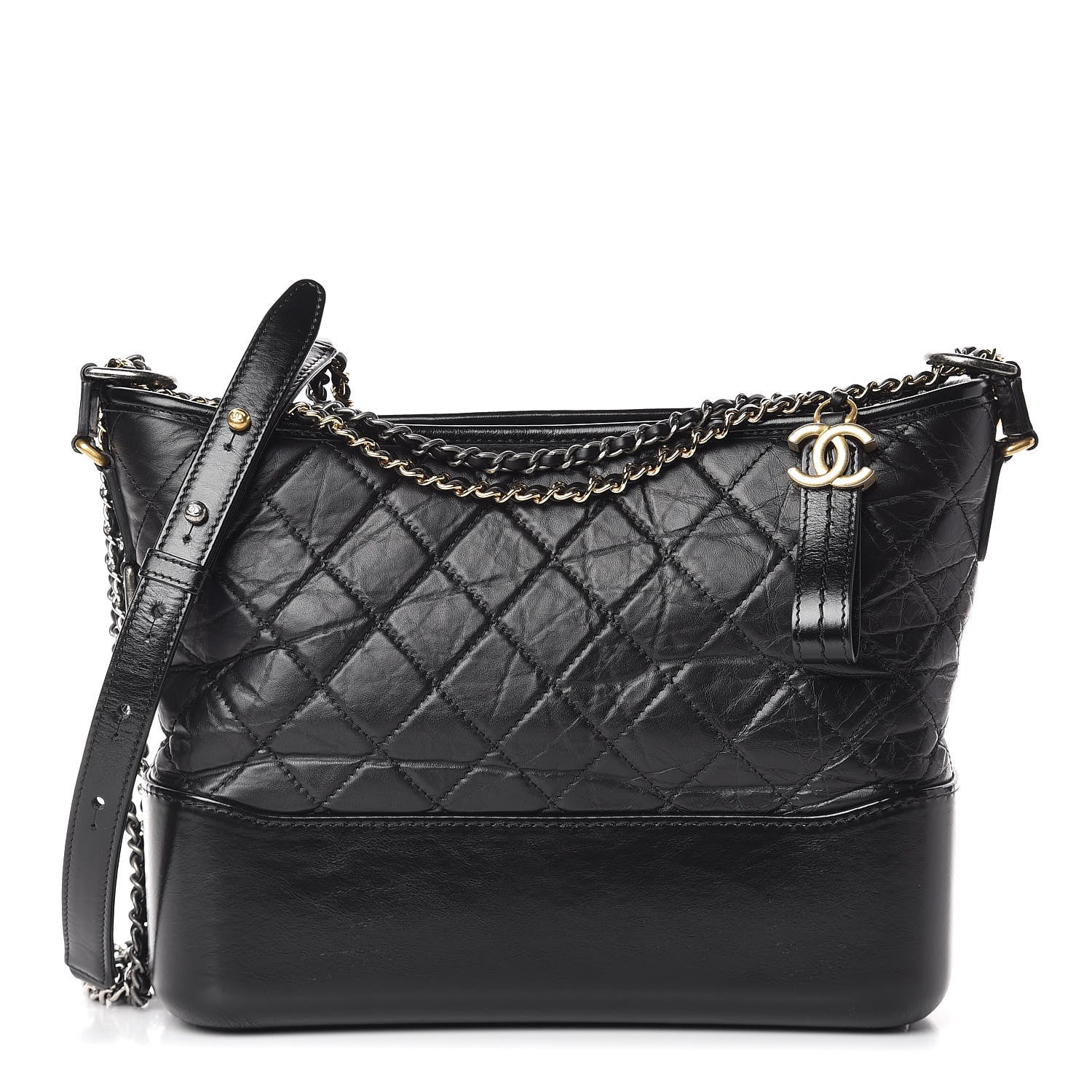 Chanel Aged Calfskin Quilted Medium Gabrielle Hobo Black 1 of 15