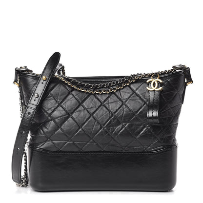 Chanel Aged Calfskin Quilted Medium Gabrielle Hobo Black 1 of 15