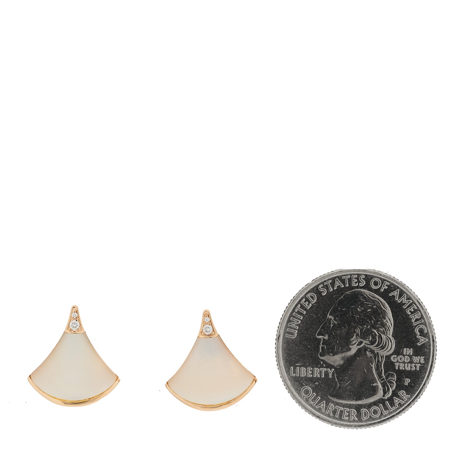 Bulgari 18K Rose Gold Diamond Mother of Pearl Divas' Dream Stud Earrings 2 of 5