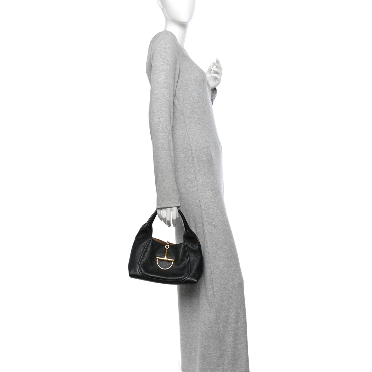 Gucci Grained Calfskin Softbit Medium Shoulder Bag Black 2 of 10