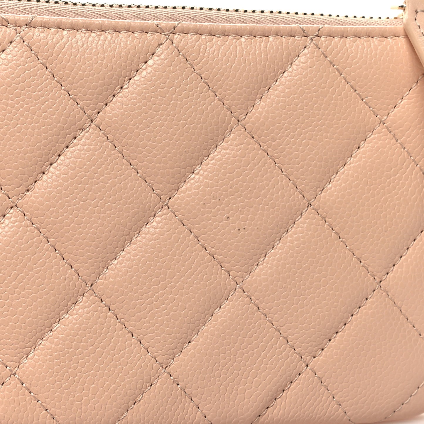 Caviar Quilted Small Cosmetic Case Light Beige