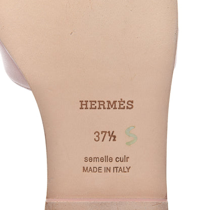 Hermes Box Calfskin Oran Sandals 37.5 Black Vieux Rose 6 of 13