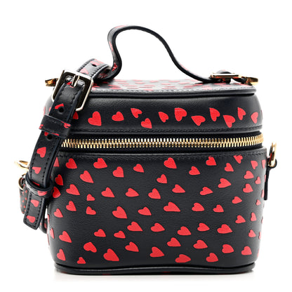 Christian Dior Lambskin Heart Print Micro Lady Dior Vanity Case Blue Red 1 of 8