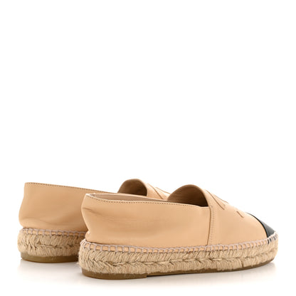 Chanel Lambskin CC Espadrilles 37 Beige Black 5 of 10