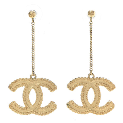 Chanel CC Drop Earrings Matte Gold 2 of 10