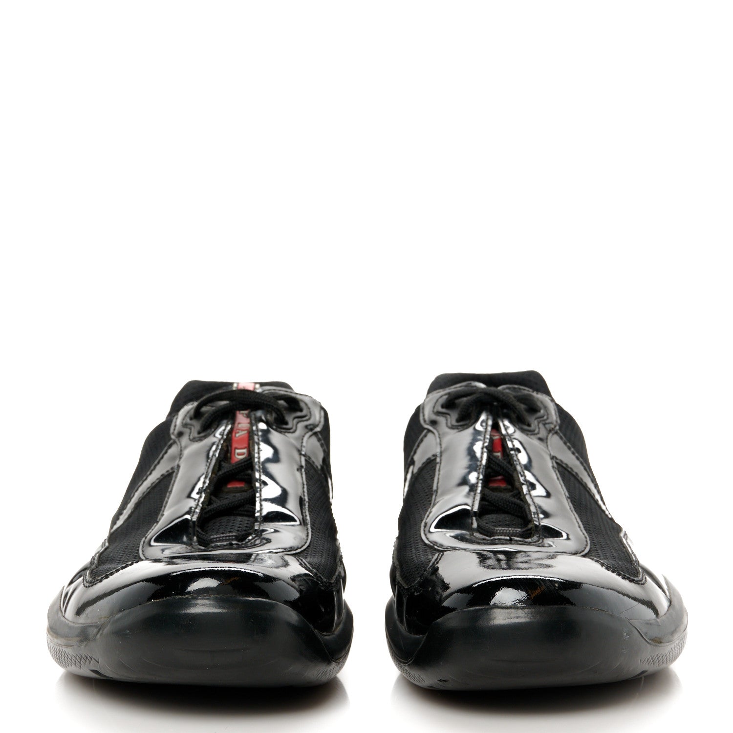 Prada Patent Mens America's Cup Patchwork Sneakers 10.5 Black