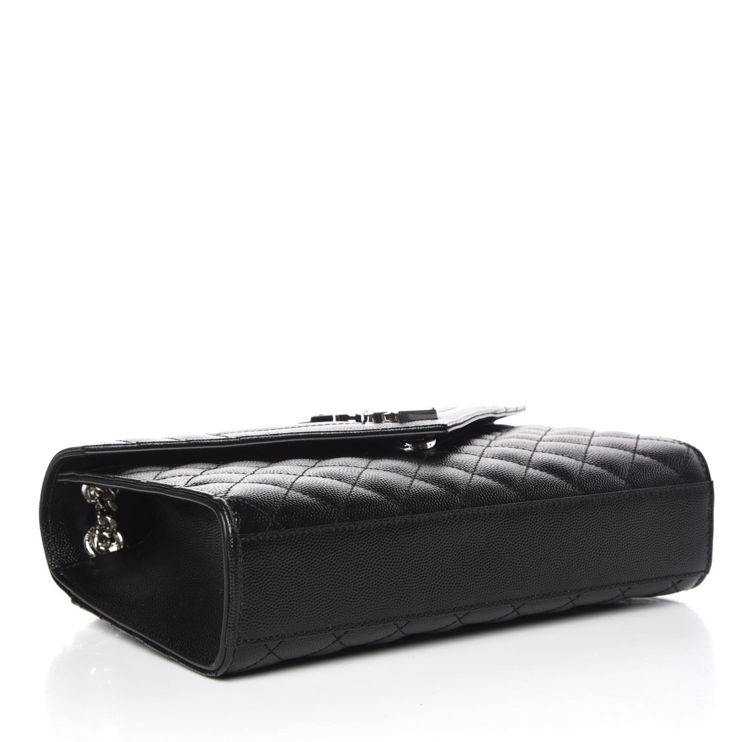 Grain De Poudre Textured Mixed Matelasse Triquilt Medium Monogram Satchel Black