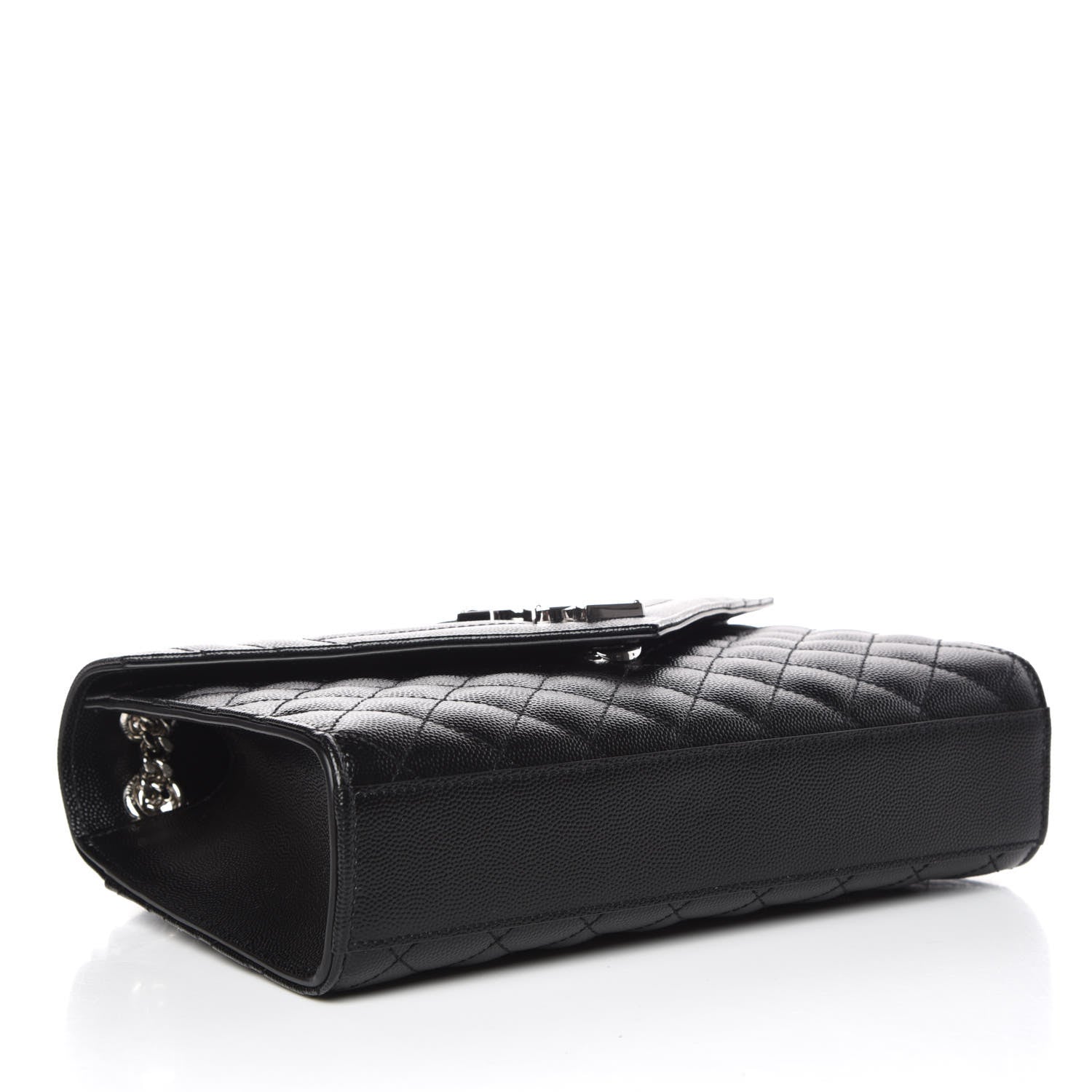 Saint Laurent Grain De Poudre Textured Mixed Matelasse Triquilt Medium Monogram Satchel Black 4 of 8