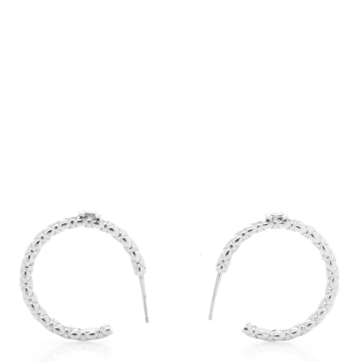 Chanel Metal Criss Cross CC Hoop Earrings Silver 3 of 4
