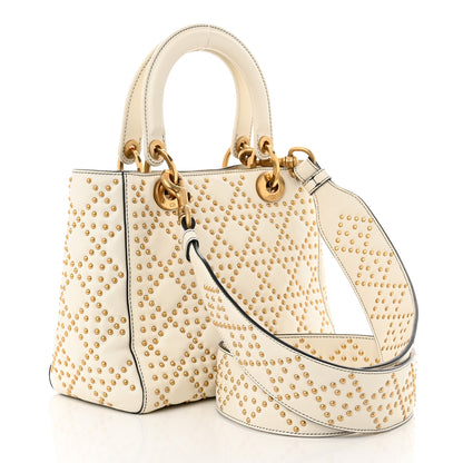 Christian Dior Calfskin Cannage Studded Supple Lady Dior White 3 of 10
