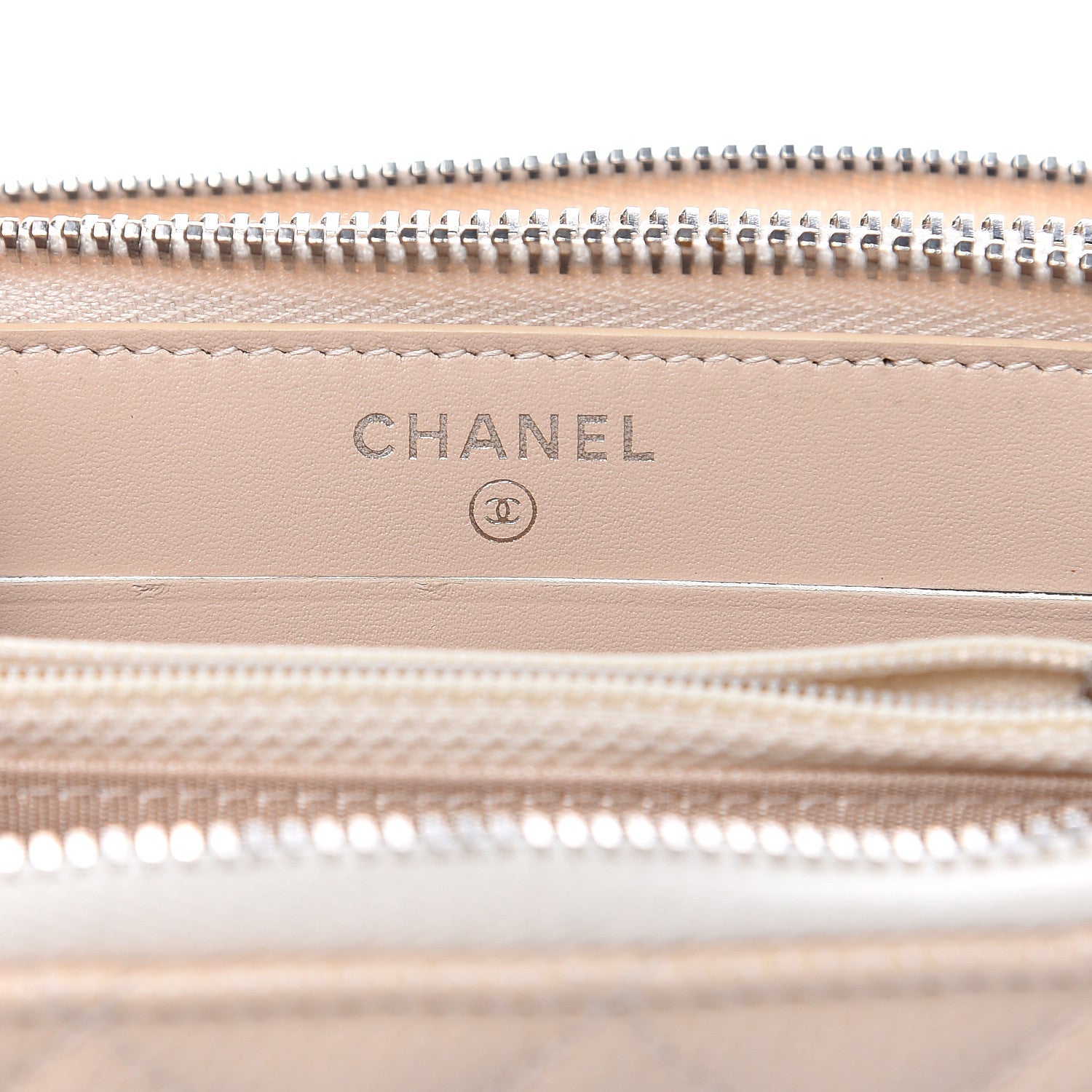 Chanel Caviar Quilted Large Gusset Double Zip Around Wallet Beige 6 of 11