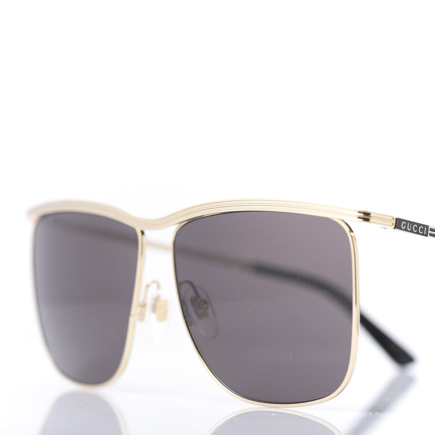Metal Square Frame Sunglasses GG0817S Gold Grey