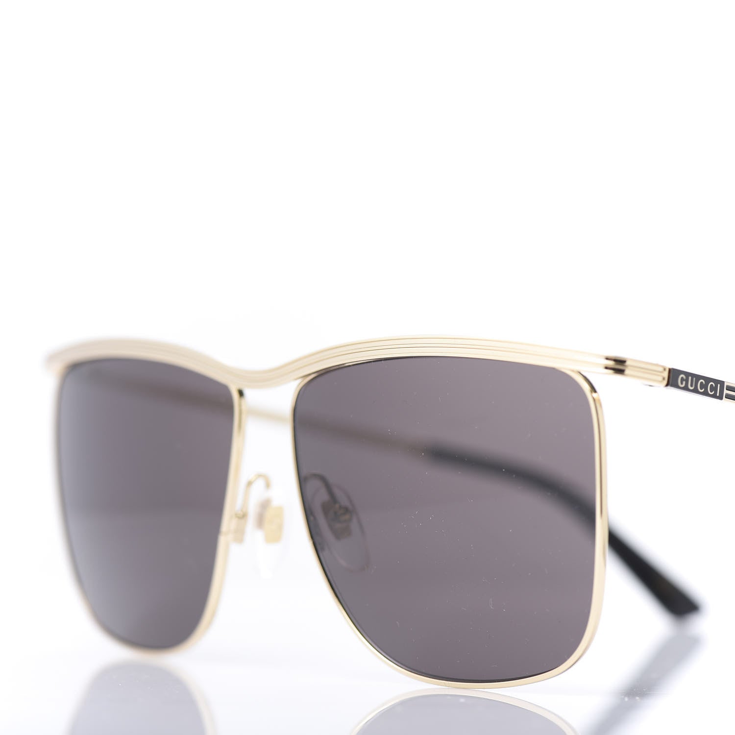 Gucci Metal Square Frame Sunglasses GG0817S Gold Grey 7 of 8