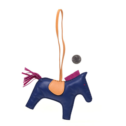 Hermes Milo Lambskin Grigri Rodeo Bag Charm GM Saphir Rose Pourpre Naturel Bouton D'Or 2 of 7