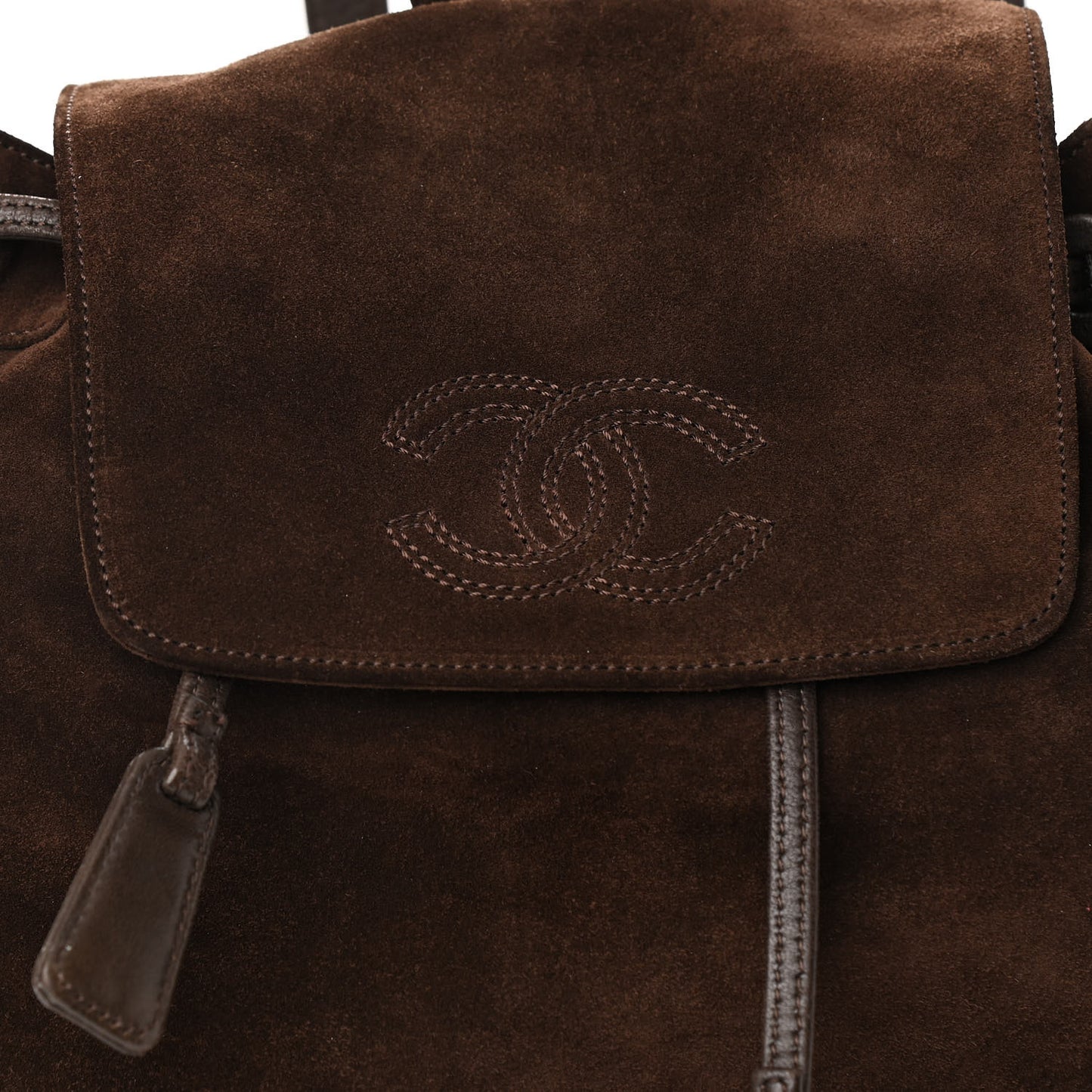 Suede CC Drawstring Backpack Brown