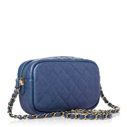 Chanel Iridescent Caviar Quilted Camera Case Blue 2 of 4