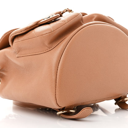 Chanel Shiny Caviar Quilted Small Duma Pockets Drawstring Backpack Dark Beige 9 of 12