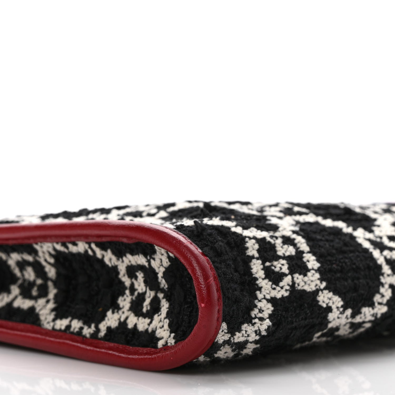 Gucci Tweed GG Monogram Large Rajah Chain Tote Romantic Cherry Black White 7 of 8