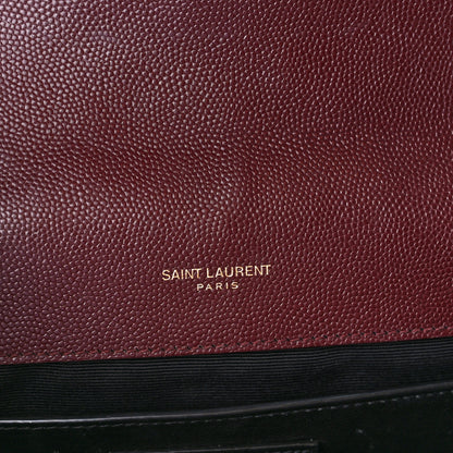Saint Laurent Grain De Poudre Textured Mixed Matelasse Medium Triquilt Monogram Satchel Rouge Legion 7 of 16