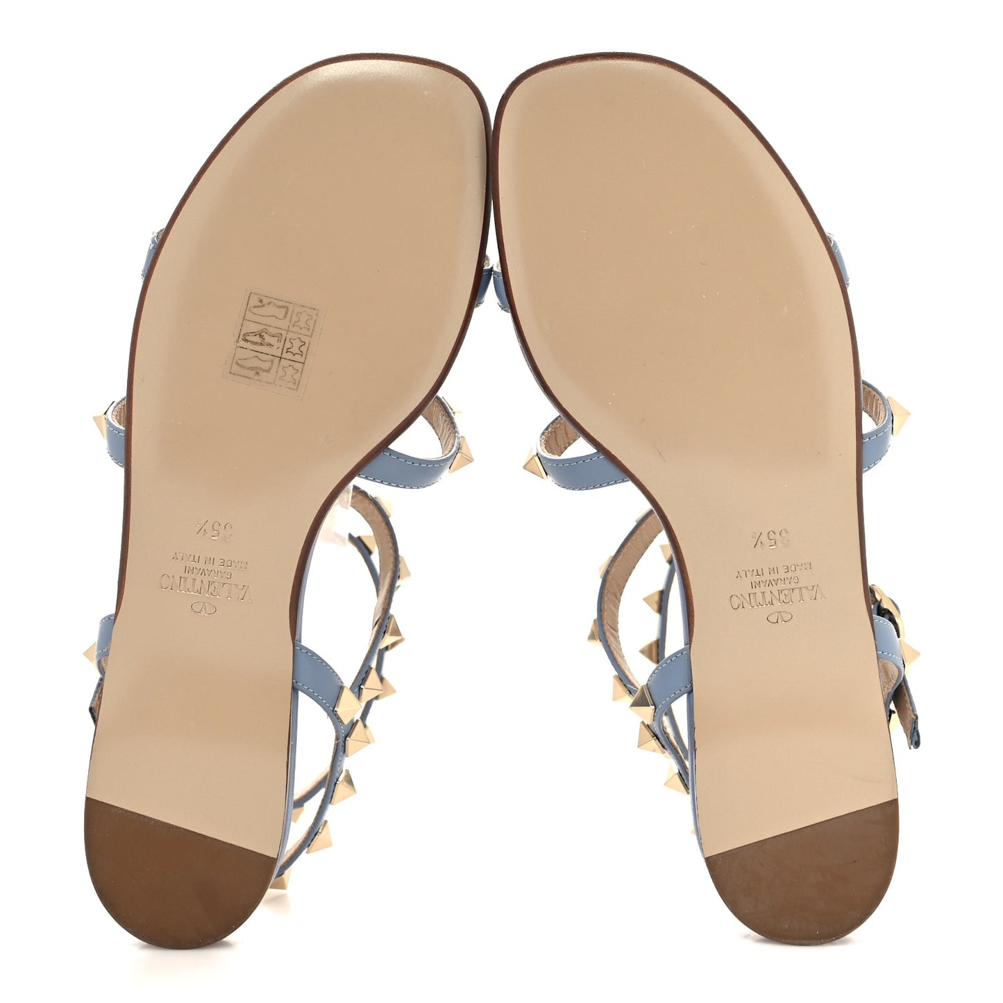 Calfskin Rockstud Gladiator Flat Sandals 35.5 Angel