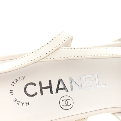 Chanel Lambskin Cap Toe CC Slingback Pumps 36.5 White Black 8 of 11