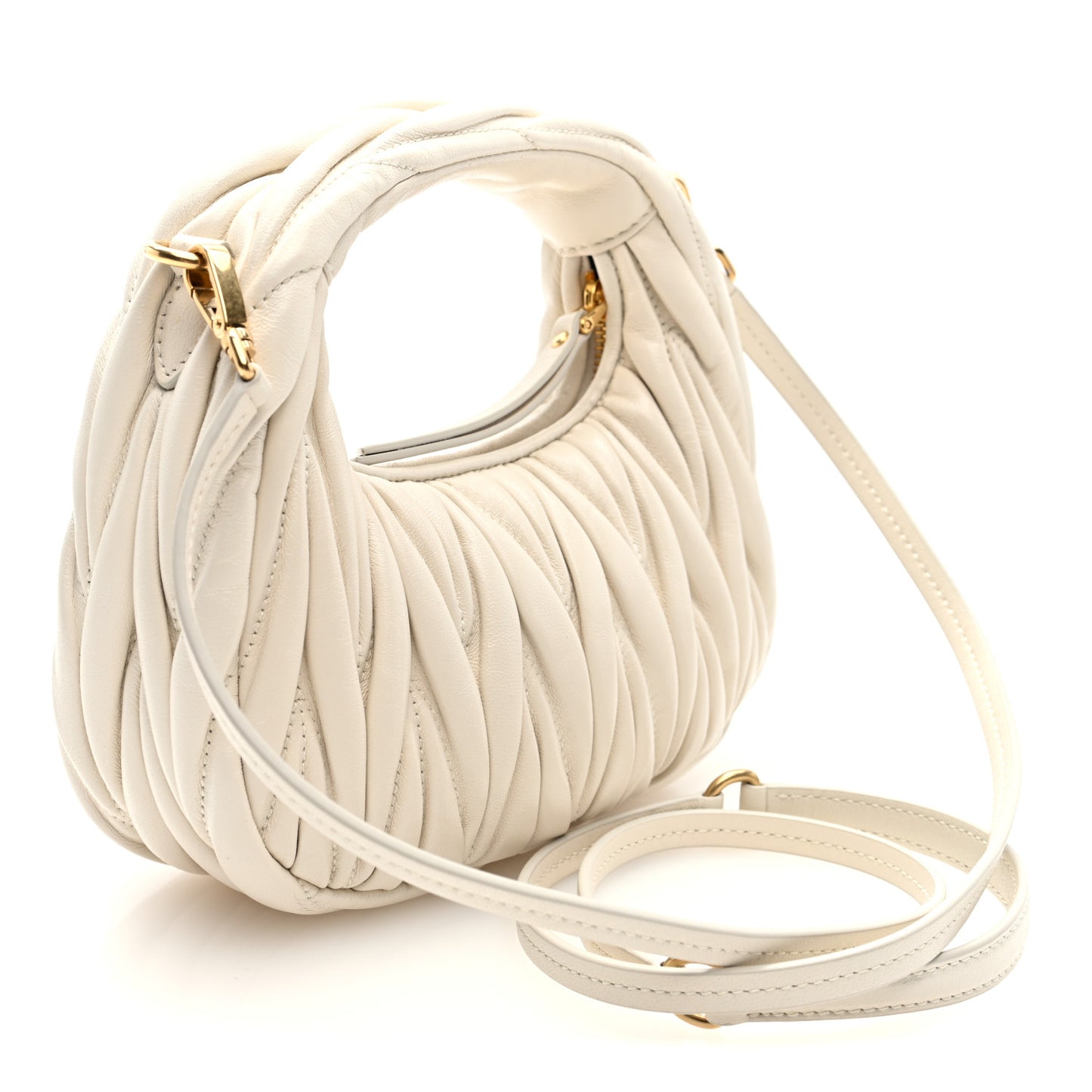 Nappa Matelasse Mini Wander Hobo White