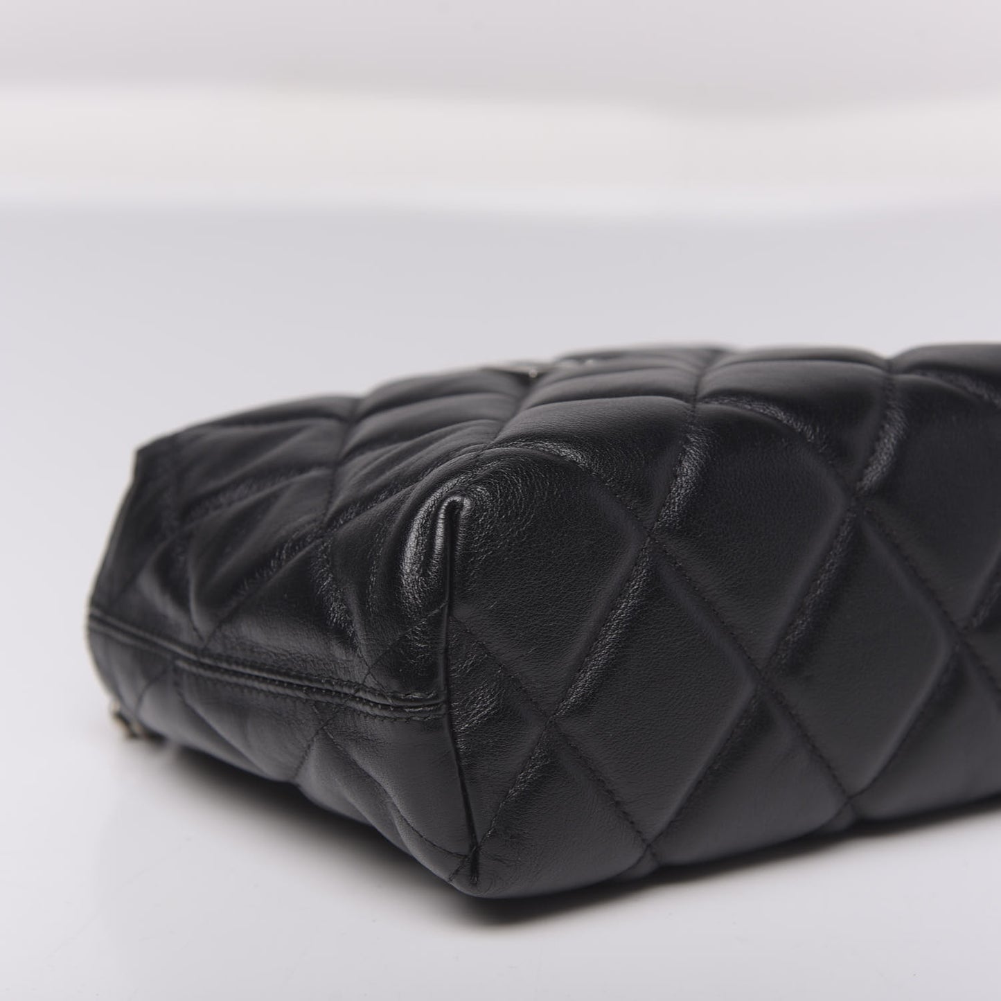 Calfskin Quilted Touch B Square Shoulder Bag Black