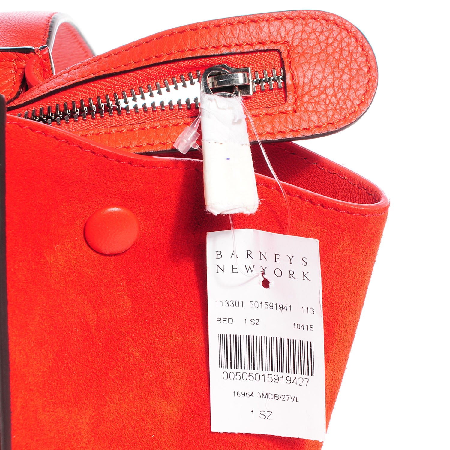 Celine Drummed Leather Suede Medium Trapeze Vermillion 6 of 8