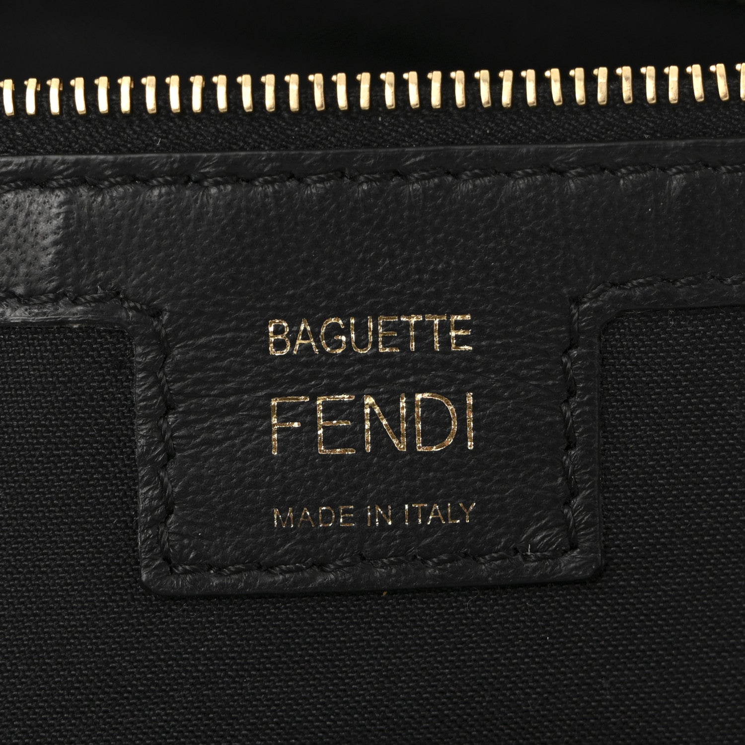 Fendi Nappa FF 1974 Embossed Large Baguette Black 5 of 10