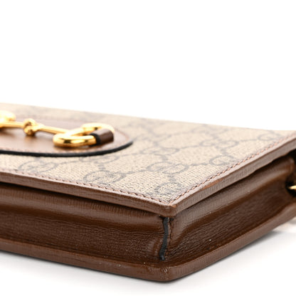 Gucci GG Supreme Monogram Azalea Calfskin Horsebit 1955 Wallet On Chain Beige Ebony Brown Sugar 9 of 9