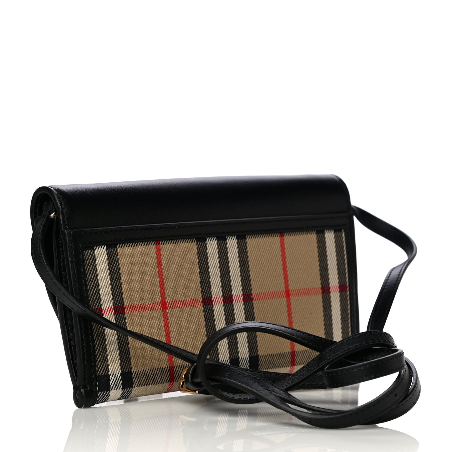 Calfskin Vintage Check Phone Pocket Crossbody Archive Beige Black