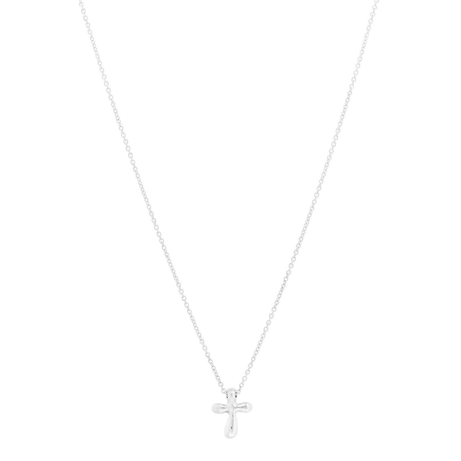 Tiffany Sterling Silver 12mm Elsa Peretti Cross Pendant Necklace 1 of 4