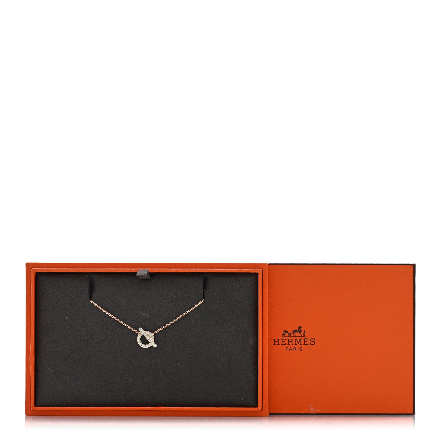 Hermes 18K Rose Gold Green Sapphire Finesse Pendant Necklace 6 of 6