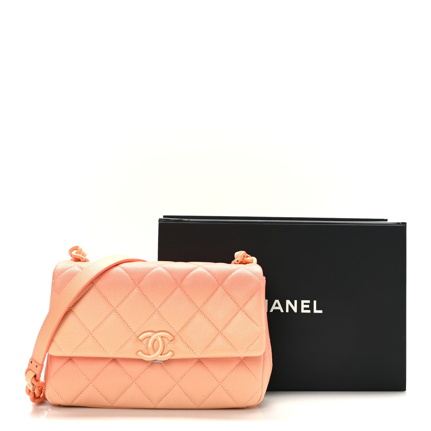 Shaded Caviar Quilted My Everything Flap Orange Light Orange