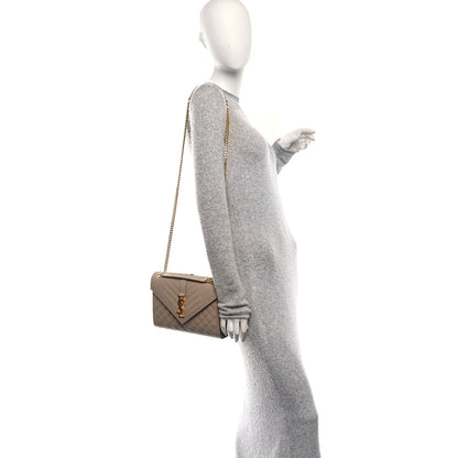 Saint Laurent Grain De Poudre Textured Mixed Matelasse Medium Triquilt Monogram Satchel Dark Beige 2 of 10