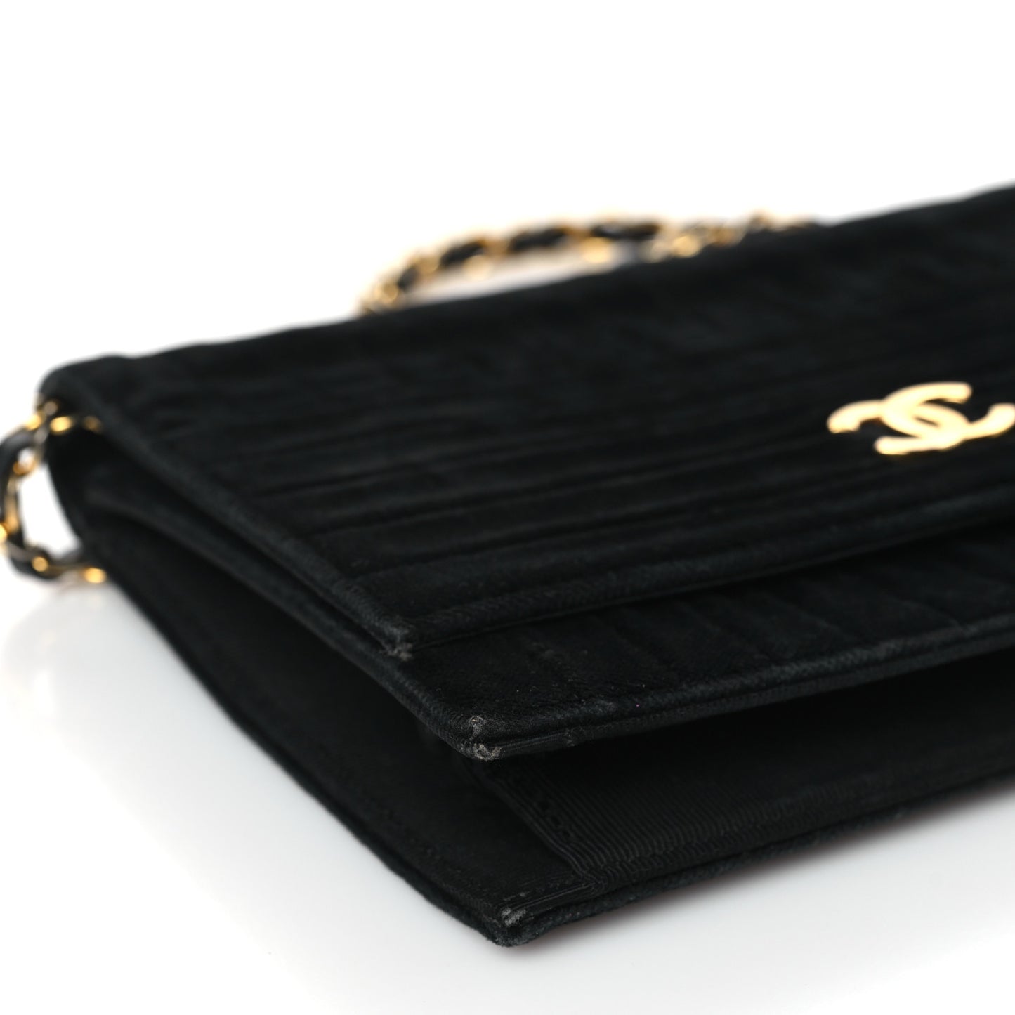 Velvet Vertical Horizontal Quilt Single Flap Black