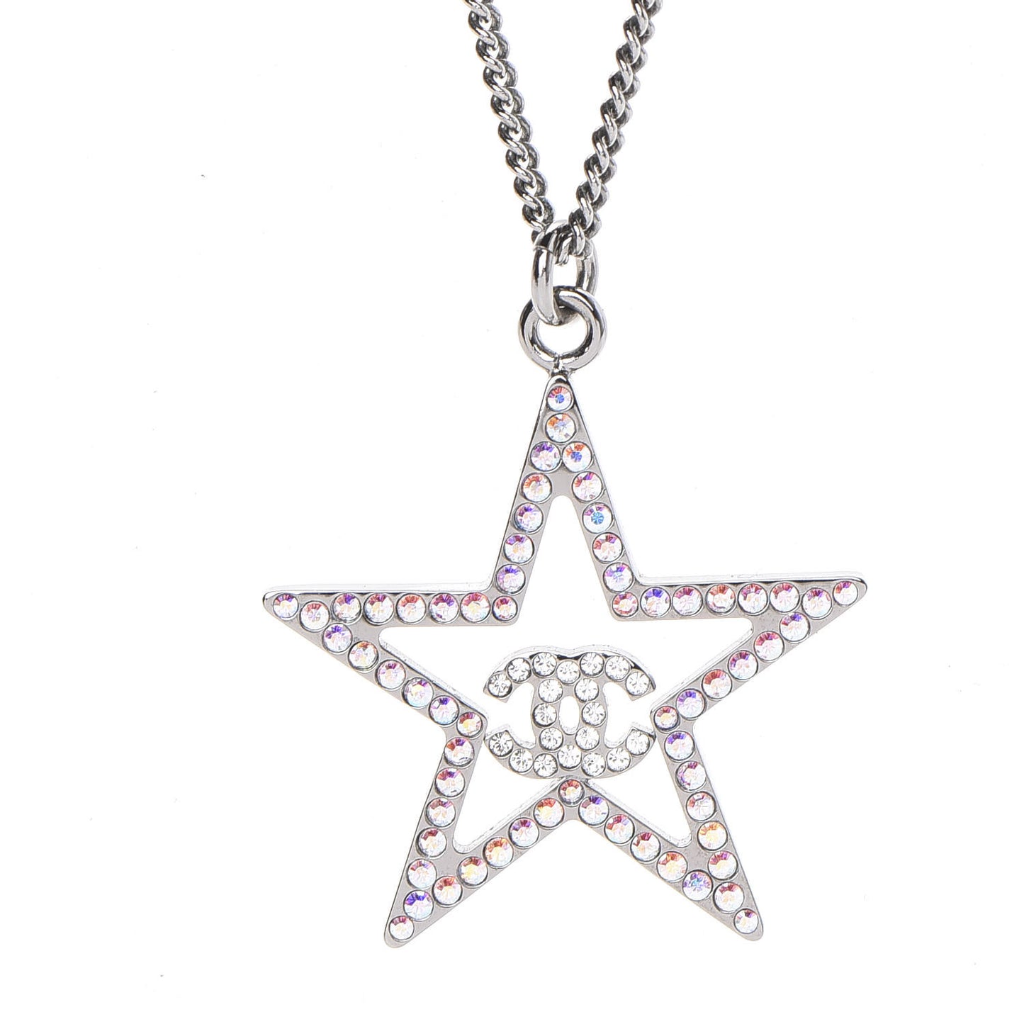 Ruthenium Crystal Star CC Necklace Iridescent Pink