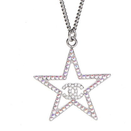 Chanel Ruthenium Crystal Star CC Necklace Iridescent Pink 4 of 6