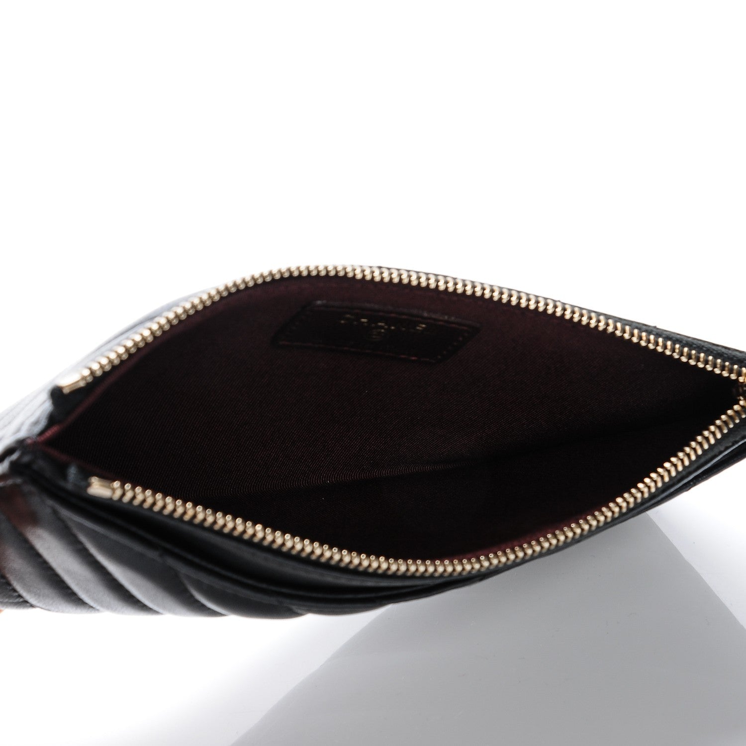Chanel Calfskin Chevron Quilted Classic Zip Pouch Black 5 of 7