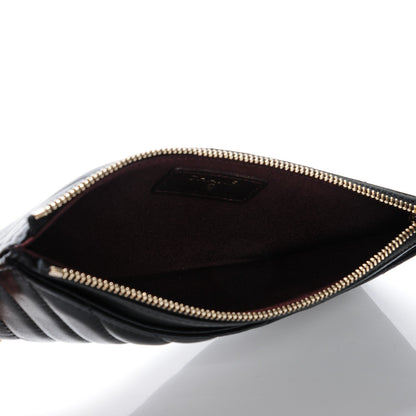 Chanel Calfskin Chevron Quilted Classic Zip Pouch Black 5 of 7